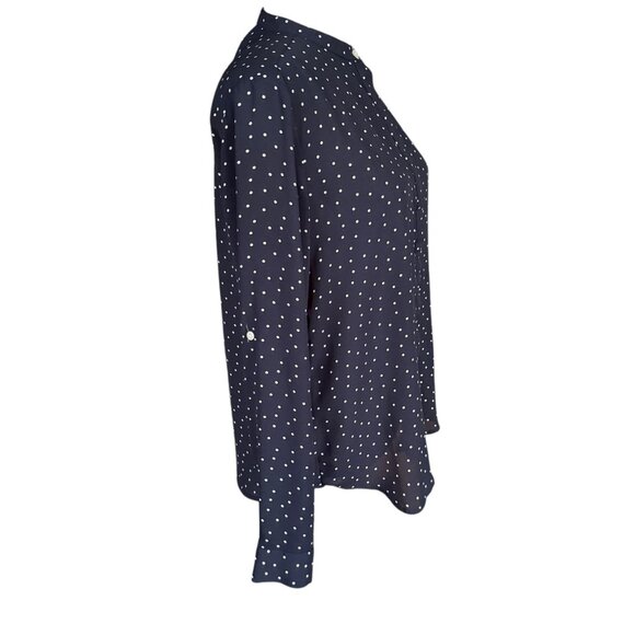 LOFT blue and white polka dot long sleeve button down blouse women's size XS - Picture 4 of 12